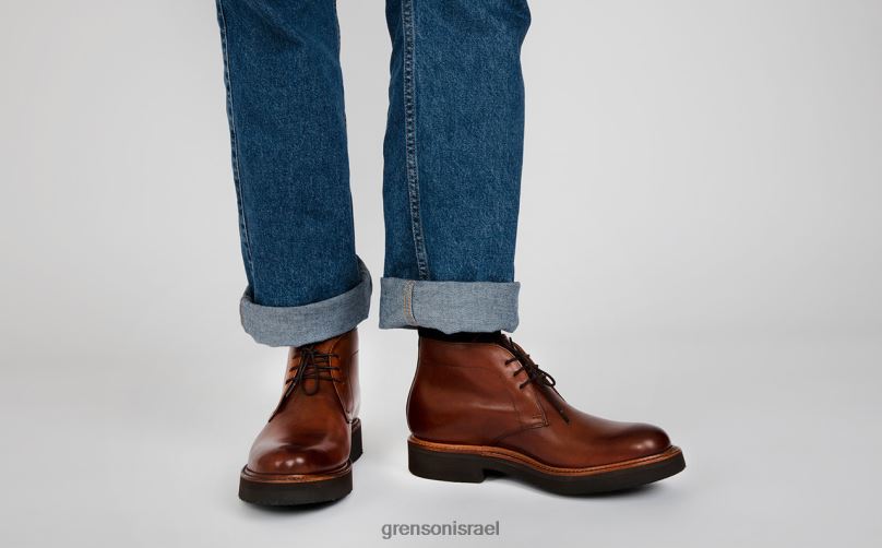 גברים שזוף צבוע ביד קלמנט Grenson J4F4Z21 מגפיים
