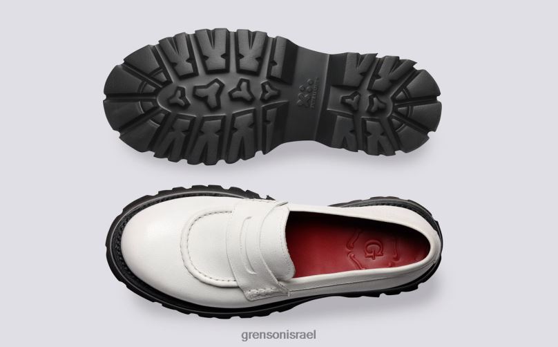 נשים לבן כובען Grenson J4F4Z242 מוֹקָסִינִים