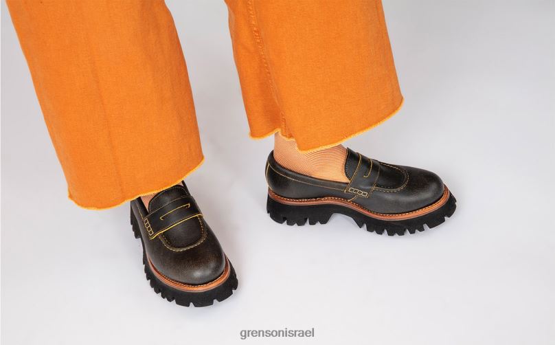 נשים חום וינטג' כובען Grenson J4F4Z257 מוֹקָסִינִים