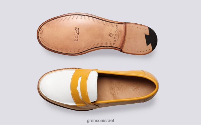 נשים צהוב לבן epsom Grenson J4F4Z236 מוֹקָסִינִים