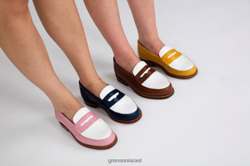 נשים חיל הים/לבן epsom Grenson J4F4Z238 מוֹקָסִינִים